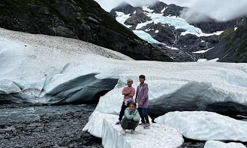 Kids on the Kenai Fjords Family Vacation at Grewingk Glacier